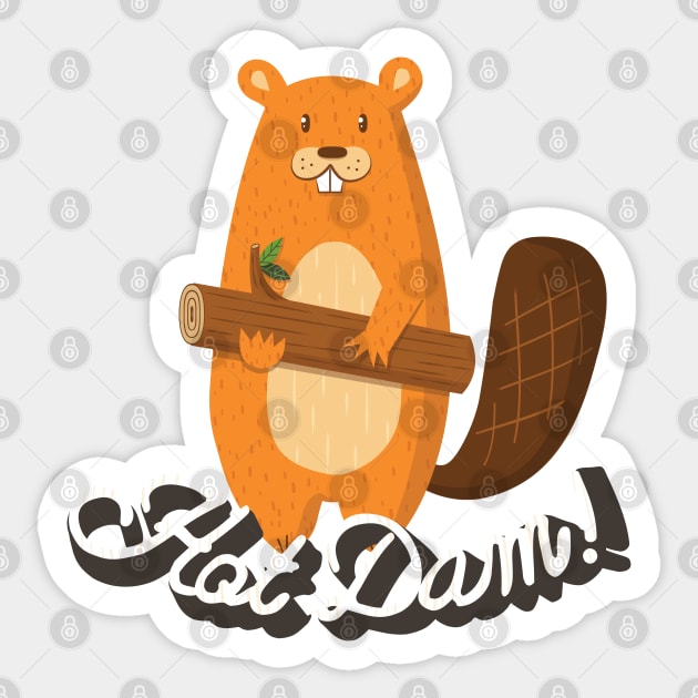 Hot Dam Beaver Sticker by TinyGinkgo